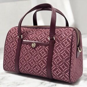 Michael Kors Medium Travel Duffle Satchel Bag Ox Blood Multi